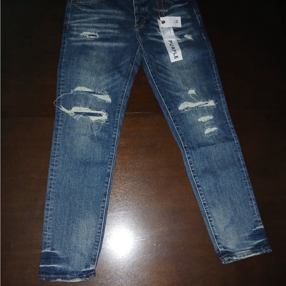 Purple Blue Skinny Distressed Jeans